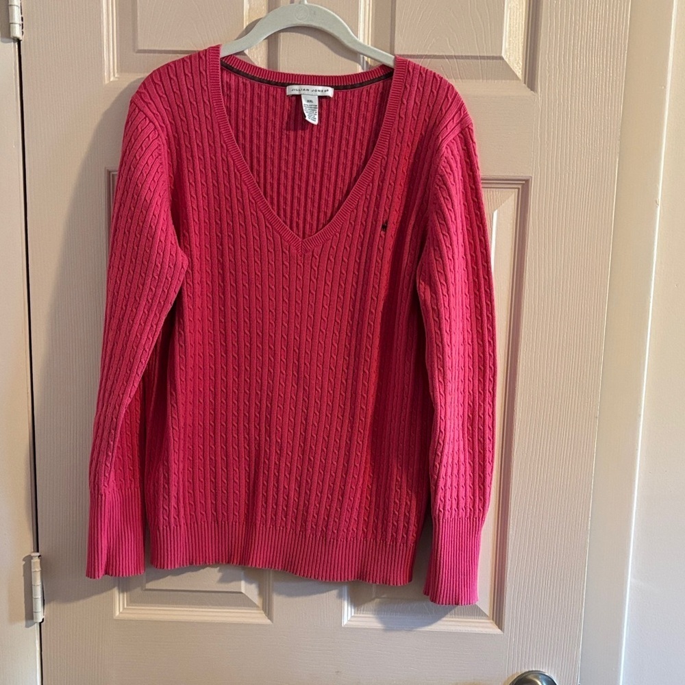 Women's Pink V-Neck Sweater